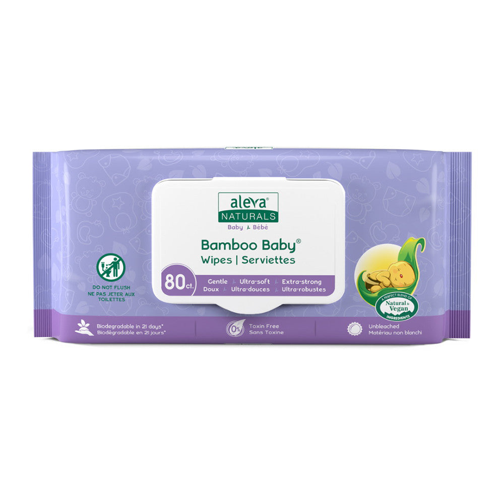 Aleva Naturals Bamboo Baby Wipes For Sensitive Skin, 80 Ct